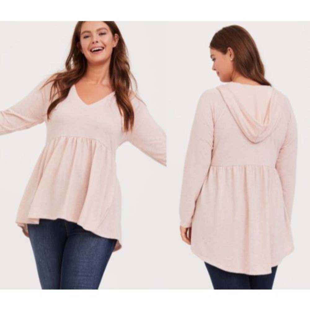 Torrid Babydoll Hoodie Hooded Sweater Top Size 0 Large